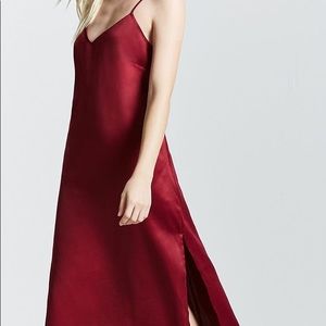 Red satin dress